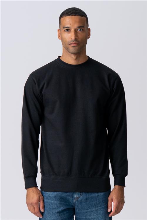 Basic Crewneck Sweat - Sort - Herre - L - TeeShoppen