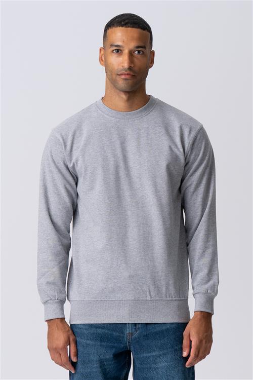 Basic Crewneck Sweat - Lys Grå Melange - Herre - XL - TeeShoppen