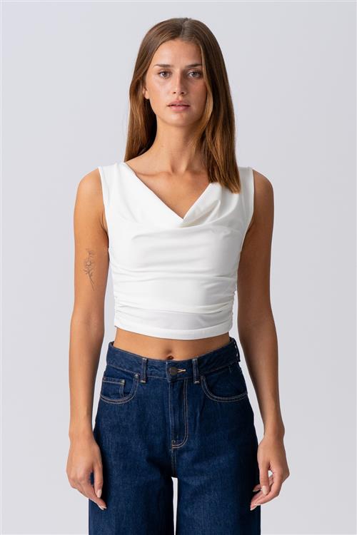 Elisa Waterfall Top - Hvid - M - TeeShoppen