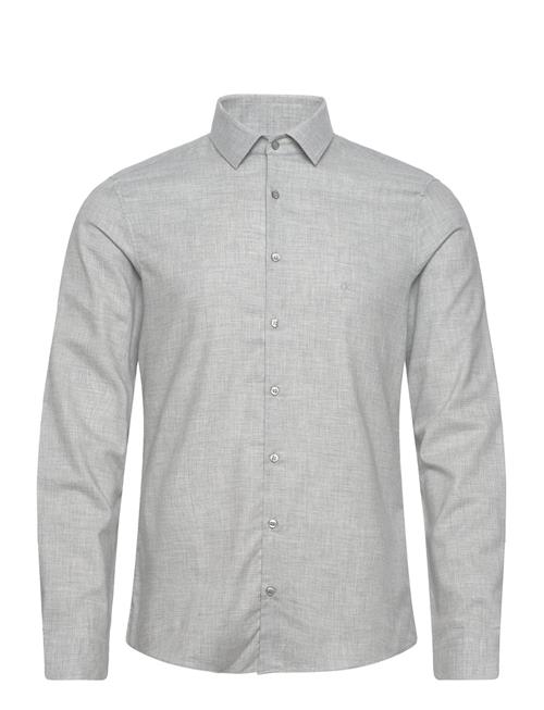 Se Flannel Solid Slim Shirt Calvin Klein Grey ved Booztlet