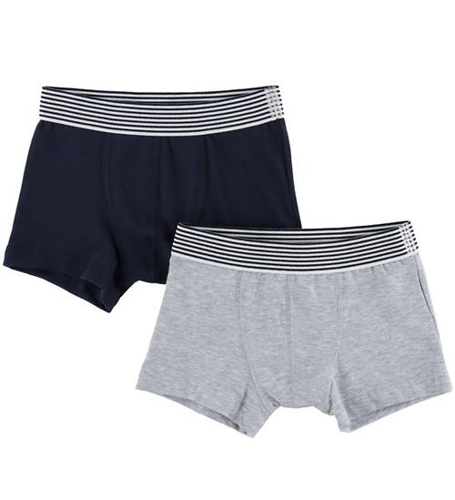 Petit Bateau Boxershorts - 2-pak - Navy/Gråmeleret