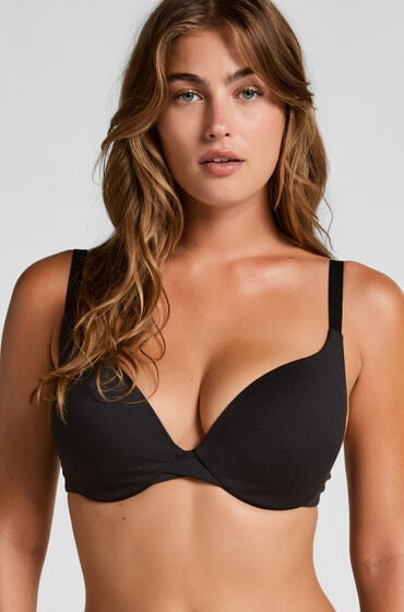 Hunkemöller Formstøbt pushup-bøjle-bh i bomuld Sort