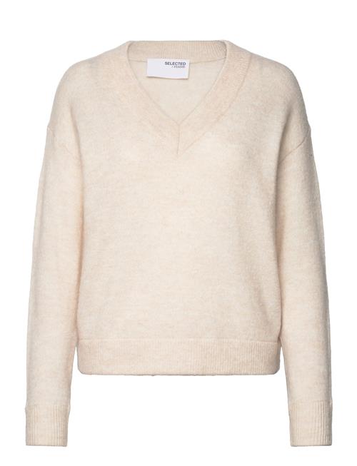 Slfmaline Ls Knit V-Neck Noos Selected Beige
