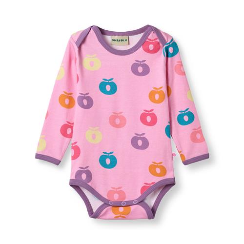 Småfolk Ulm Long-Sleeved Baby Body with Apples Pink lilac Pink lilac-74 cm  Lyserød  74 cm  kvinde