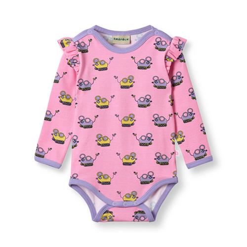 Småfolk Regent With Robot Mice Langærmet Baby Body Pink Lilac  Pink lilac-68 cm  Lyserød  68 cm  kvinde