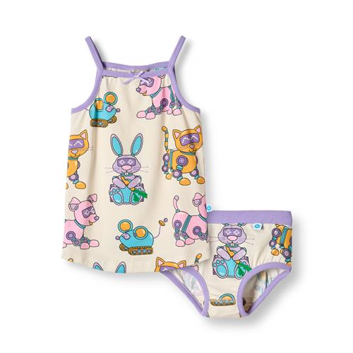 Småfolk Elstar With Robot Pets Undertøjssæt Vanilla  Vanilla-3-4 Y  Hvid  3-4 år  kvinde