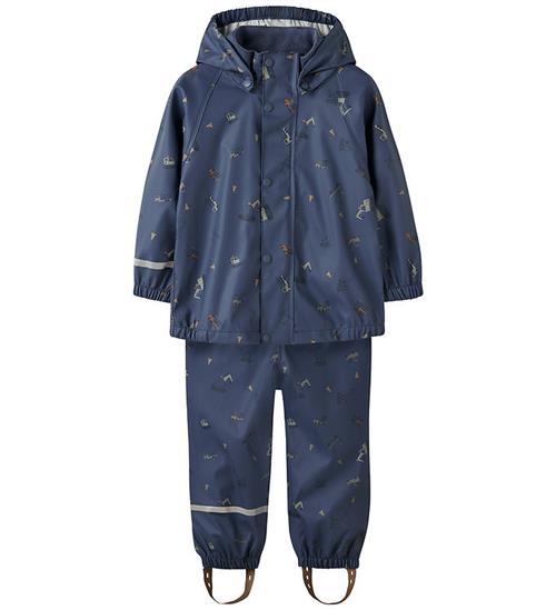 Name It Regntøj m. Seler - NmmDry10 - Vintage Indigo m. Print