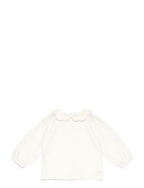 Babydoll Collar Cotton T-Shirt Mango White