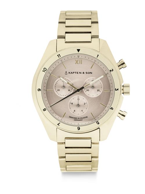 Kapten & Son Analogt ur 'Rise Small Light Gold Cream Steel'  guld / sort