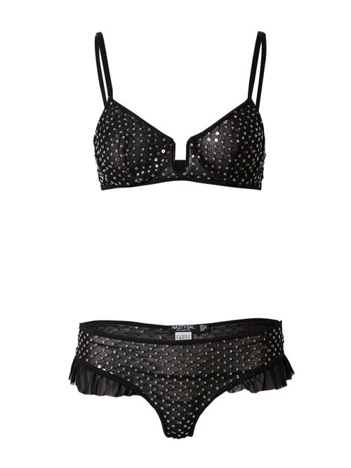 Se Nasty Gal Undertøjssæt  sort / sølv ved About You