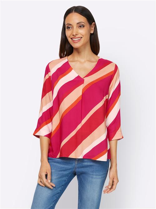 heine Bluse  abrikos / mørk pink / hvid