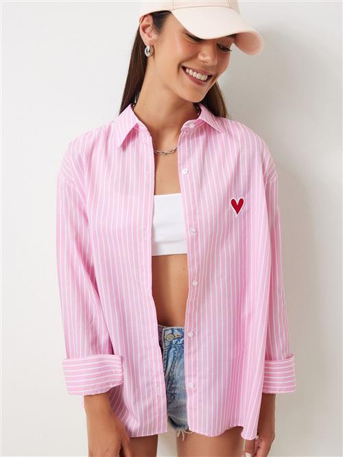 Happiness Istanbul Bluse  lys pink / cranberry / hvid