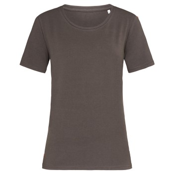 Stedman Claire Relaxed Women Crew Neck Chokolade ringspundet bomuld Large Dame
