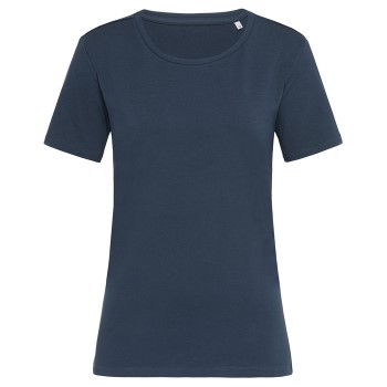 Stedman Claire Relaxed Women Crew Neck Marineblå ringspundet bomuld Large Dame