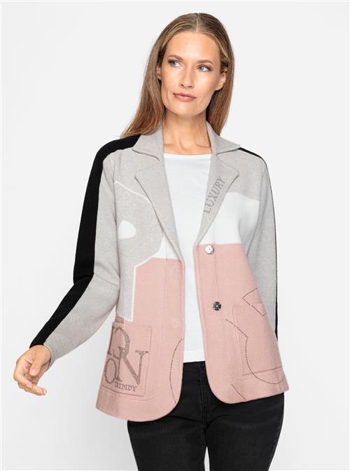heine Cardigan  lysegrå / pudder / sort / hvid