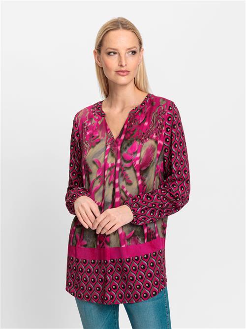 heine Bluse  khaki / lys pink / mørk pink