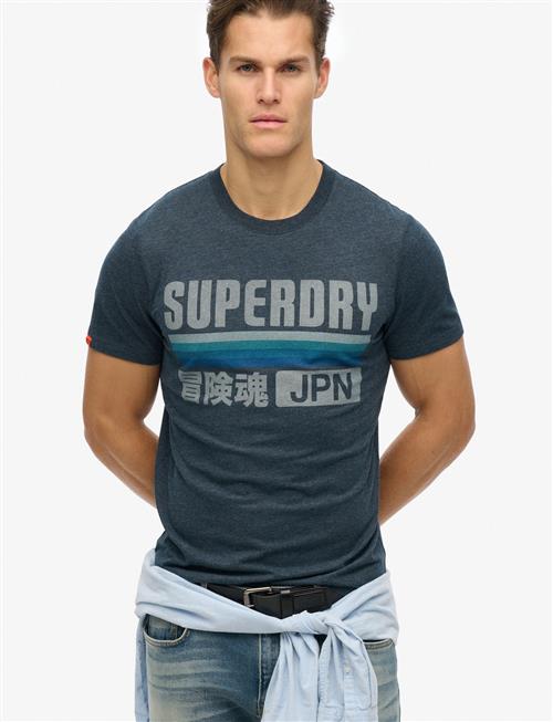 Japan Stripe Relaxed Tee Superdry Grey