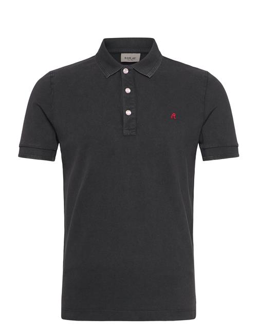 Polo Regular_Slim Polo Replay Black