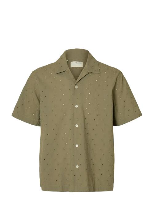 Slhrlxjax Broderie Ss Shirt Selected Green