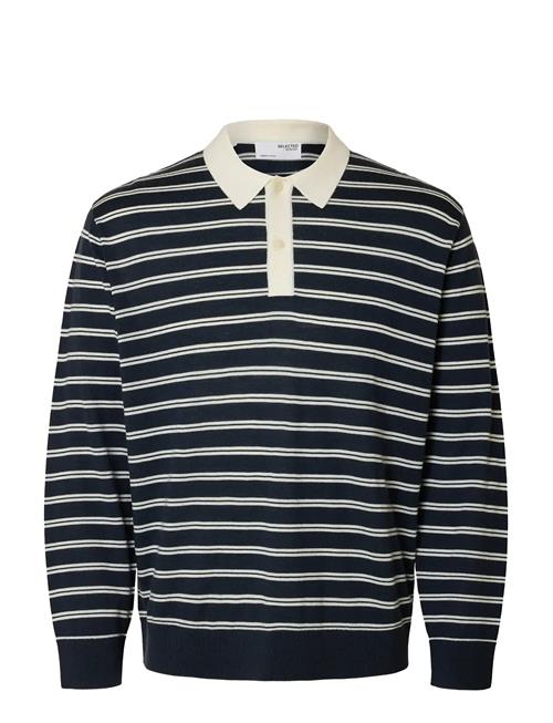 Slhtray Ls Knit Merino Relaxed Polo Selected Navy