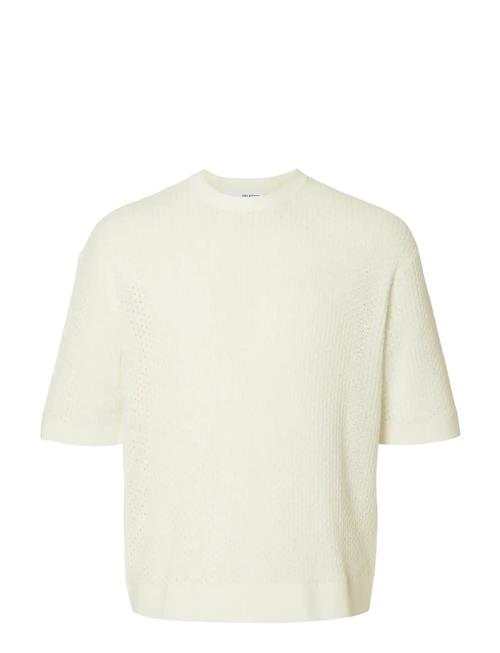 Slhcolton Ss Knit Structure Tee Selected Cream