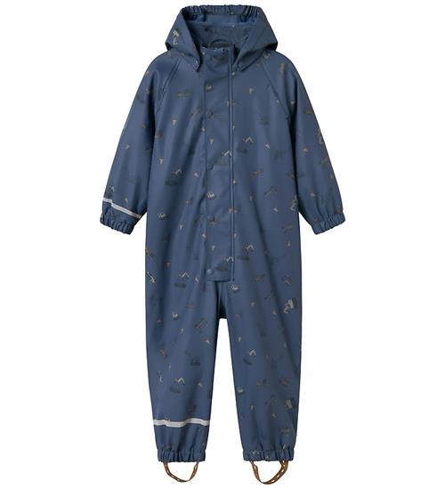 Name It Regndragt m. Fleece - NmmDry10 - Vintage Indigo m. Print