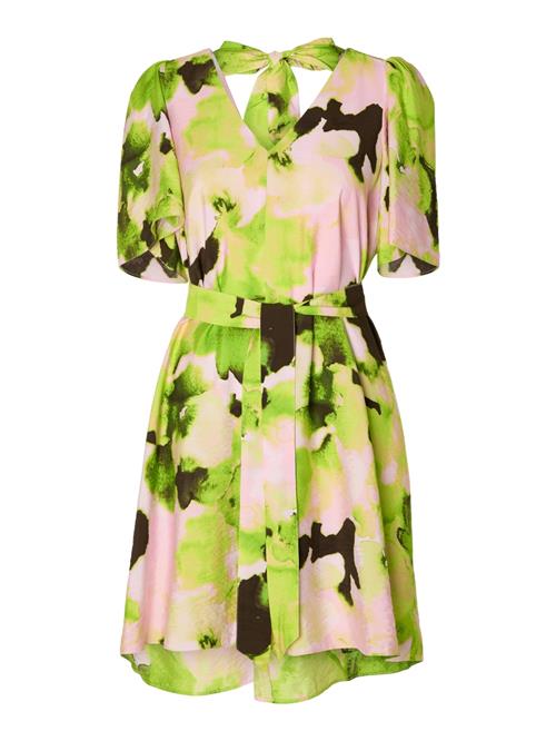 SELECTED Kjole 'Helinda'  lime / lys pink / sort