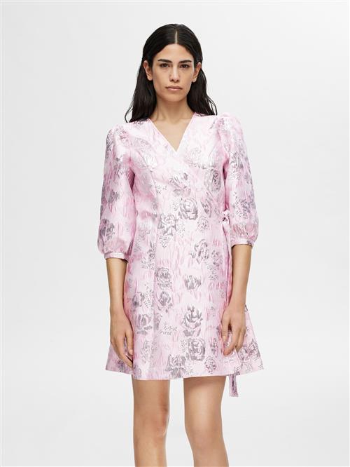 SELECTED Kjole 'Jacquard'  pink / sølv