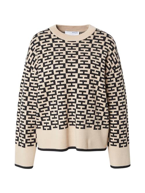 SELECTED Pullover 'KAMMA'  beige / sort