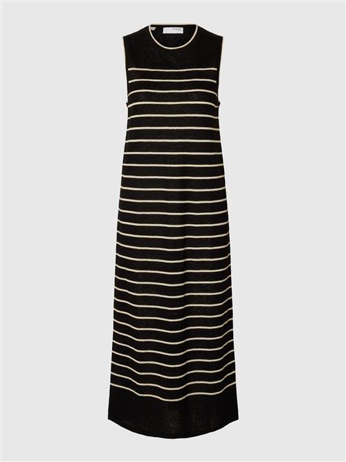 SELECTED Strikkjole  sort / offwhite