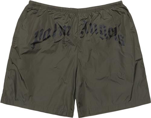 PALM ANGELS Curved Logo Swin Shorts