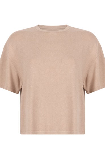 Hunkemöller Pyjamastop i børstet jersey Beige