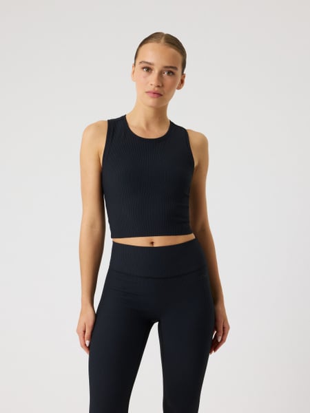 Björn Borg Studio Ribbed Cropped Tank Top Sort, S