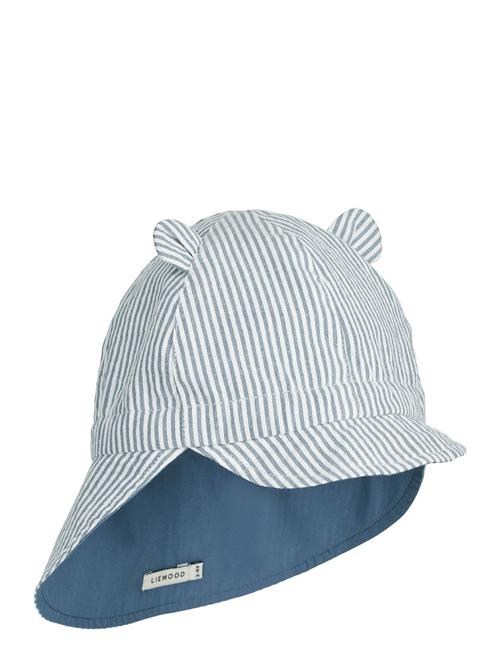 Gorm Reversible Seersucker Sun Hat With Ears Liewood Blue