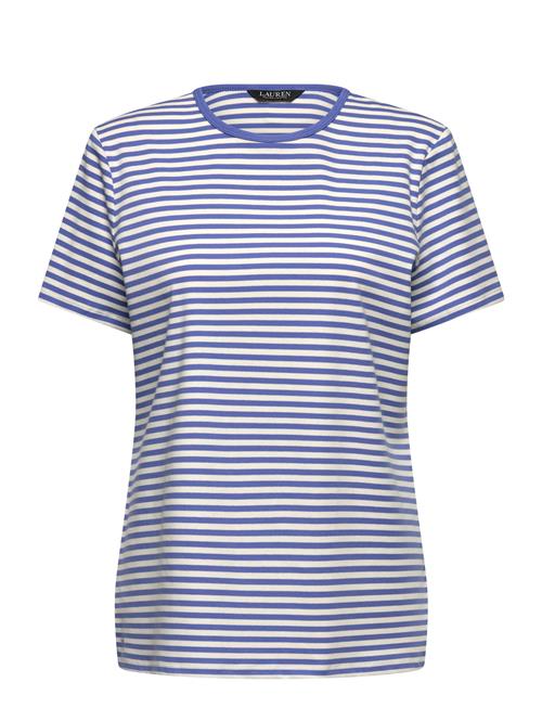 Striped Stretch Cotton Crewneck Tee Lauren Women Blue