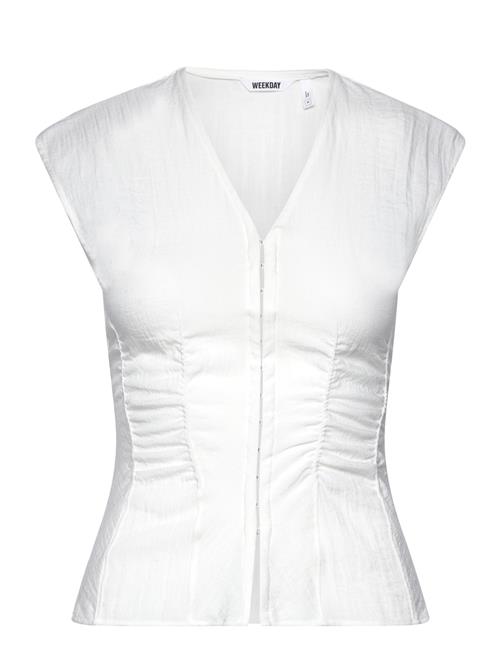 Crinkle Fitted Top Weekday White