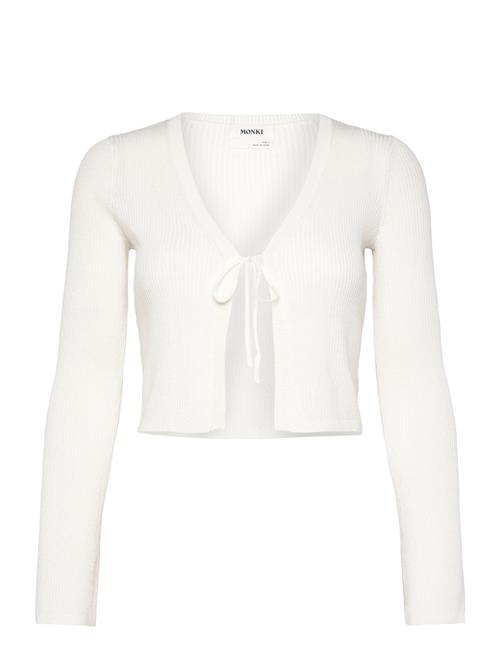 Ribbed Tie-Front Cardigan Monki White