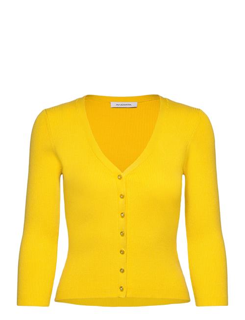 Stacie Rib Knit Cardigan Andiata Yellow