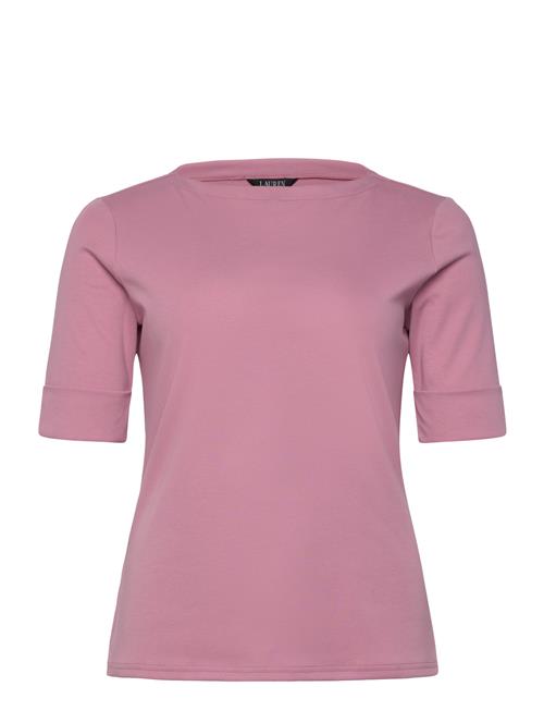 Stretch Cotton Boatneck Top Lauren Women Pink
