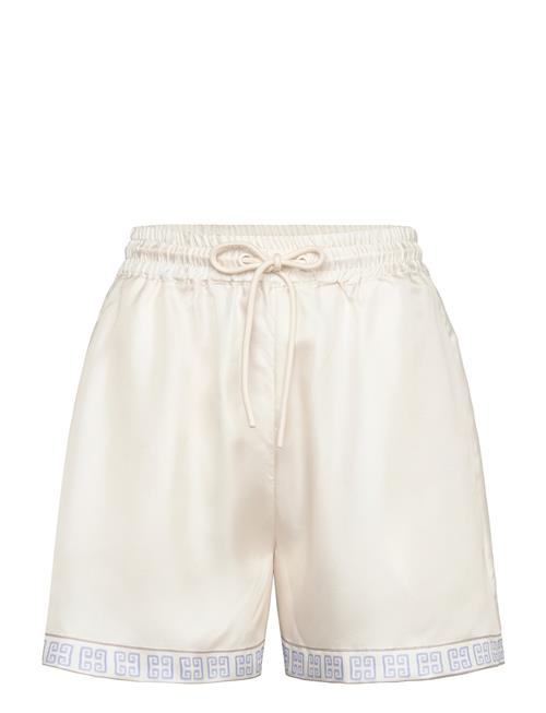 Iris Wide Drawstring Silk Shorts Malina White
