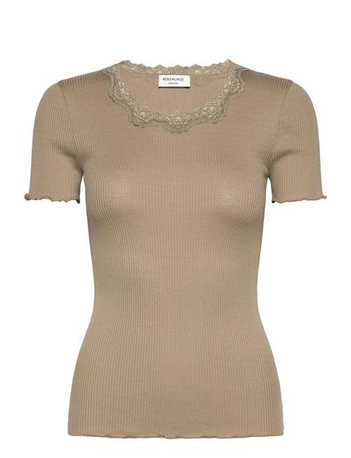 Rwbeatha Silk Ss Lace T-Shirt Rosemunde Beige