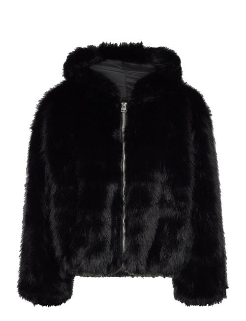Hooded Faux Fur Jacket Monki Black