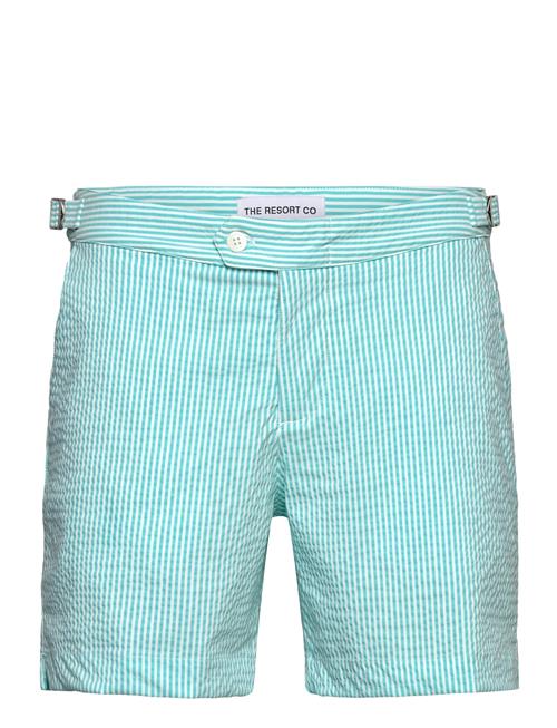 Tailored Swim Shorts Turquoise Seersucker The Resort Co. Blue