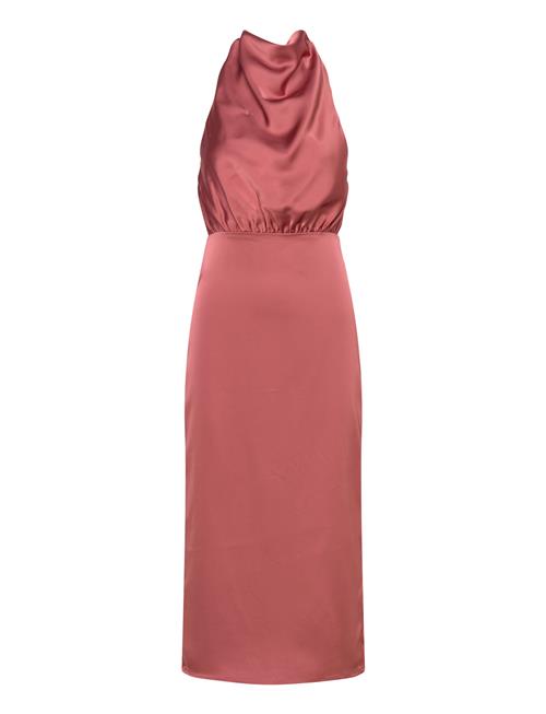 Solange Open Back Halterneck Midi Dress Malina Pink
