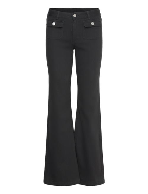 Low Waisted Bootcut Twill Trousers Monki Black
