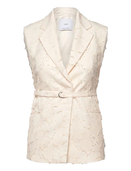 Textured Waistcoat With Belt Mango Cream