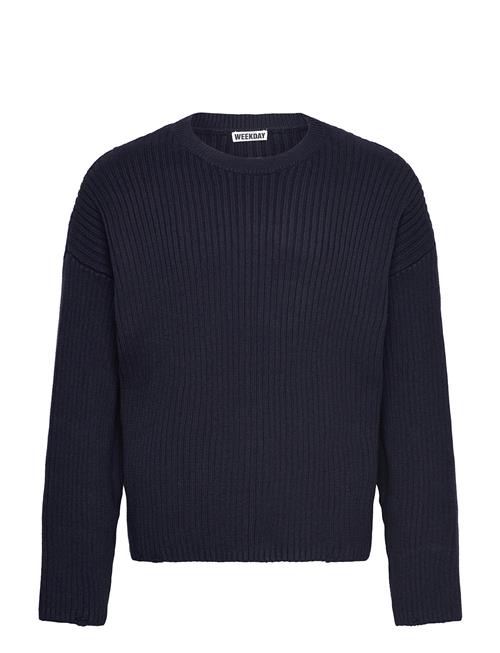 Ribbed Cotton Sweater Weekday Navy