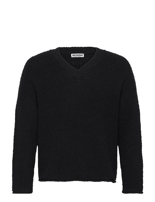 Boxy V-Neck Sweater Weekday Black