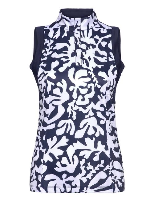 Abstract Floral Sleeveless Polo Callaway Navy