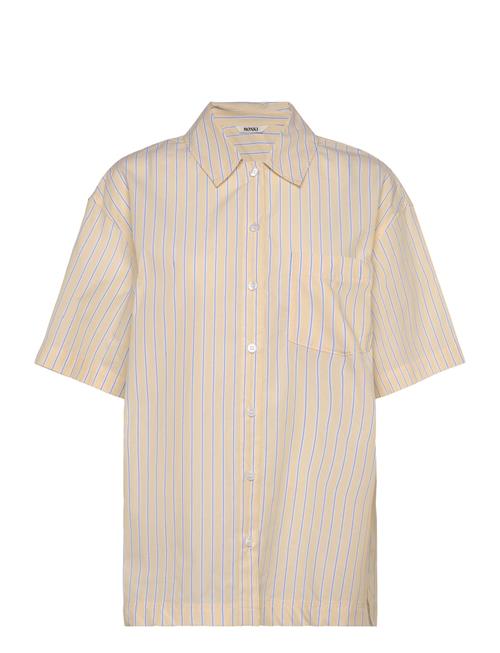 Over D Short-Sleeved Cotton Poplin Shirt Monki Beige